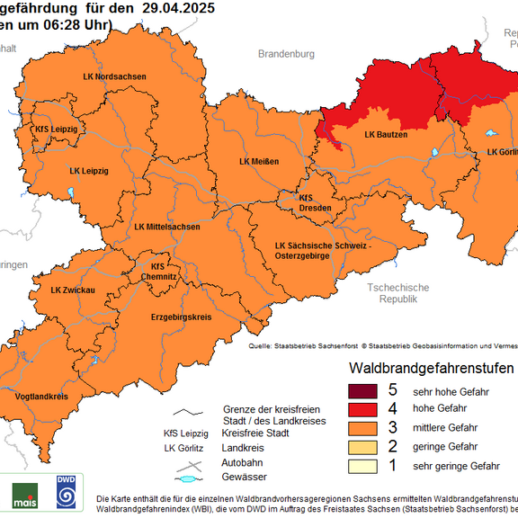 Waldbrandstufe 29.04.2025